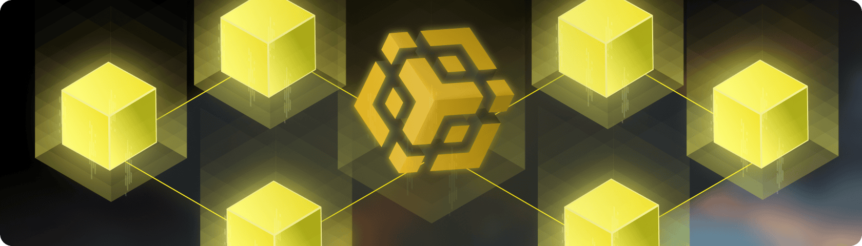 BNB Chain network of glowing blocks
